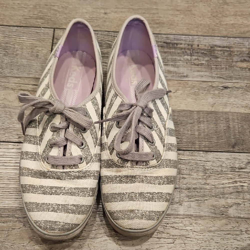 Keds Women's Sneakers with Gray and White Stripes